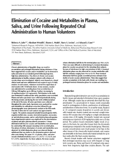 Elimination of Cocaine and Metabolites in Plasma, Saliva, and Urine