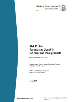 Risk Profile: Toxoplasma Gondii in red meat and meat products