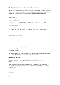 The Project Gutenberg EBook of All for Love, by John Dryden This