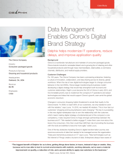 Data Management Enables Clorox`s Digital Brand Strategy