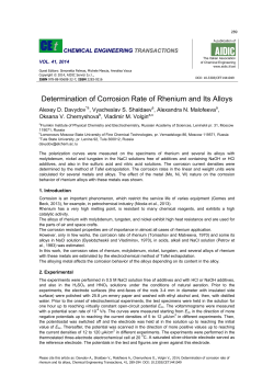 Determination of Corrosion Rate of Rhenium and Its Alloys
