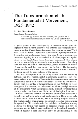 The Transformation of the Fundamentalist Movement,