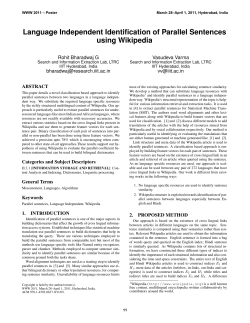 Poster ~ Language Independent Identification of Parallel Sentences