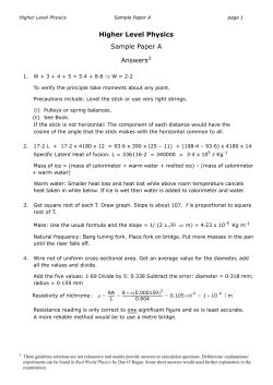Higher Level Physics Sample Paper A Answers