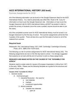AICE Intl History Summer Assignment
