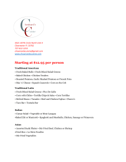 Quinceanera/Sweet Sixteen menu