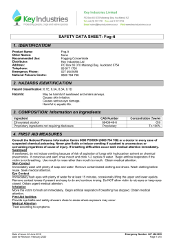 SAFETY DATA SHEET: Fog-it 1. IDENTIFICATION 2. HAZARDS