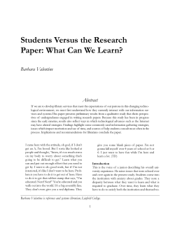 Students Versus the Research Paper: What Can We Learn?