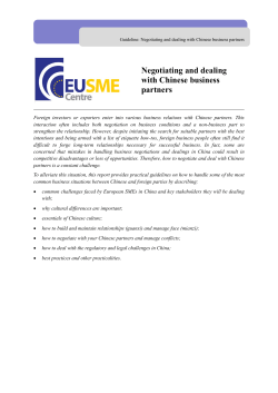 Negotiating and dealing with Chinese business partners