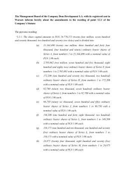 Amendment of the Statutes