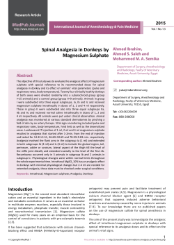 Spinal Analgesia in Donkeys by Magnesium Sulphate