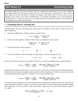 Skill Sheet 2.2 Converting Units