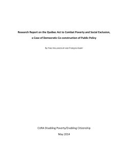 Research Report on the Québec Act to Combat Poverty and Social