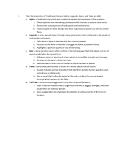 I. The Characteristics of Traditional Stories: Myths, Legends, Epics