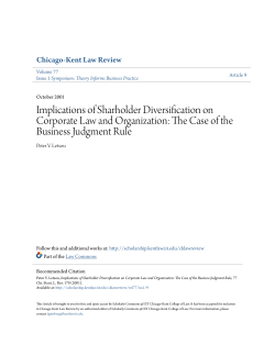 Implications of Sharholder Diversification on Corporate Law and