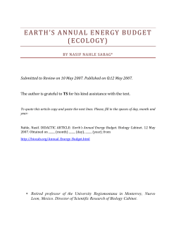 earth`s annual energy budget (ecology)