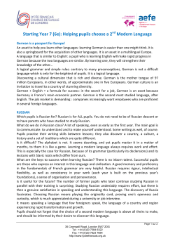 Starting Year 7 (6e): Helping pupils choose a 2 Modern Language