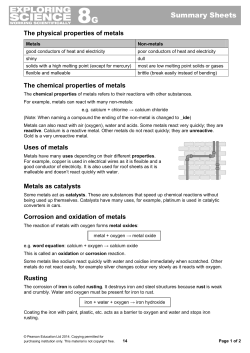 8G Metals and their uses