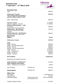 Burials, interment or scattering of ashes prices