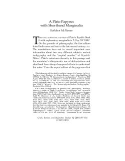 A Plato Papyrus with Shorthand Marginalia