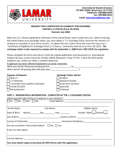 J-1 Application Form - International Student Services