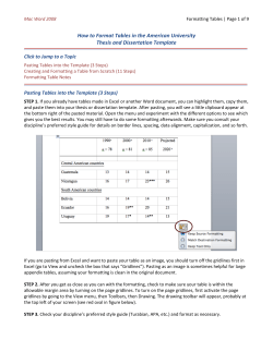 How to Format Tables in the American University Thesis and