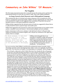 Commentary on John Wilkins` `Of Measure.`