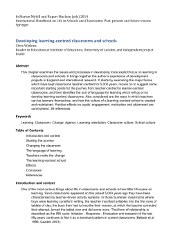 Developing learning-centred classrooms and