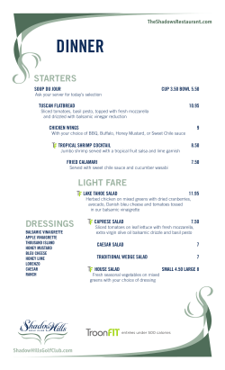 Menu - Shadows Restaurant