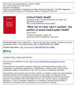 The Politics of Assets Based Public Health