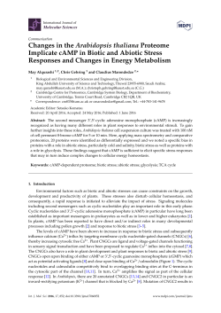 Changes in the Arabidopsis thaliana Proteome Implicate cAMP in