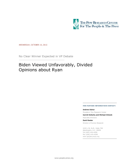 Biden Viewed Unfavorably, Divided Opinions about Ryan