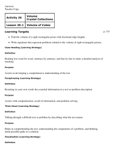 Answers Teacher Copy p. 331 Activity 26 Volume Crystal