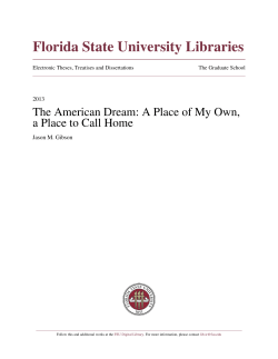 The American Dream: A Place Of My Own, A Place To