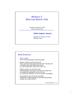Malware 3: Malicious Mobile Code - Computer Science