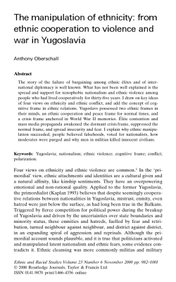 The manipulation of ethnicity: from ethnic cooperation to