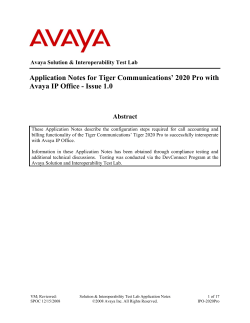 Application Notes for Tiger Communications` 2020 Pro with Avaya IP