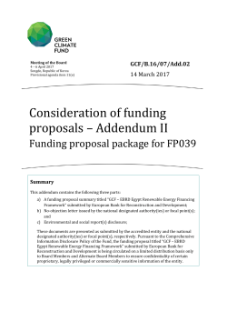 Funding proposal package for FP039
