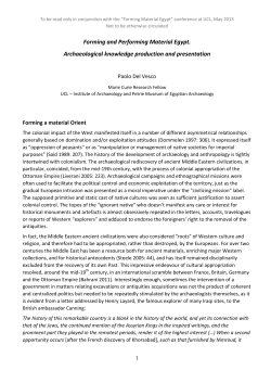 Forming and Performing Material Egypt. Archaeological