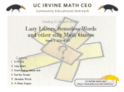 Lazy Lasers, Senseless Words and other silly Math Games