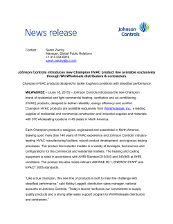 Johnson Controls introduces new Champion HVAC product line