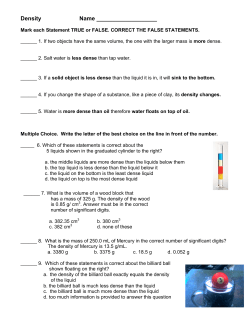 Density Packet - science with ms. hall