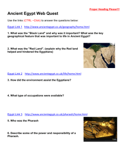 Ancient Egypt Web Quest - Saint Pius X Catholic School