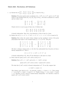 Math 2321: Recitation #9 Solutions