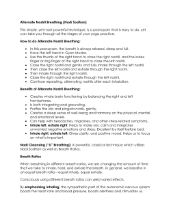Alternate Nostril Breathing (Nadi Sodhan) This simple, yet most