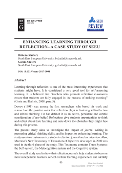 ENHANCING LEARNING THROUGH REFLECTION&ndash; A CASE