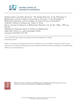 Ockham`s Razor and Plato`s Beard (Or, "The Possible Relevance of