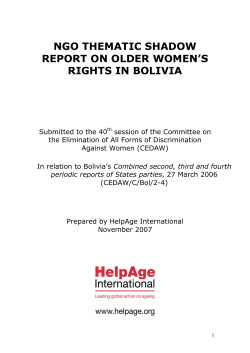 The National Context: Older Women in Bolivia