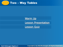 Two – Way Tables