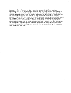 Abstract &mdash; The relevance of the hierarchy concept in biology has